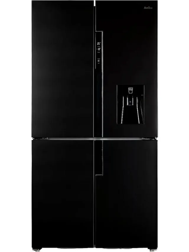 Amica AFN9561DXN - Amerikaanse Koelkast met 4 deuren - NoFrost - Waterdispenser met reservoir- 560 L - 183 cm H - Black RVS Zwart