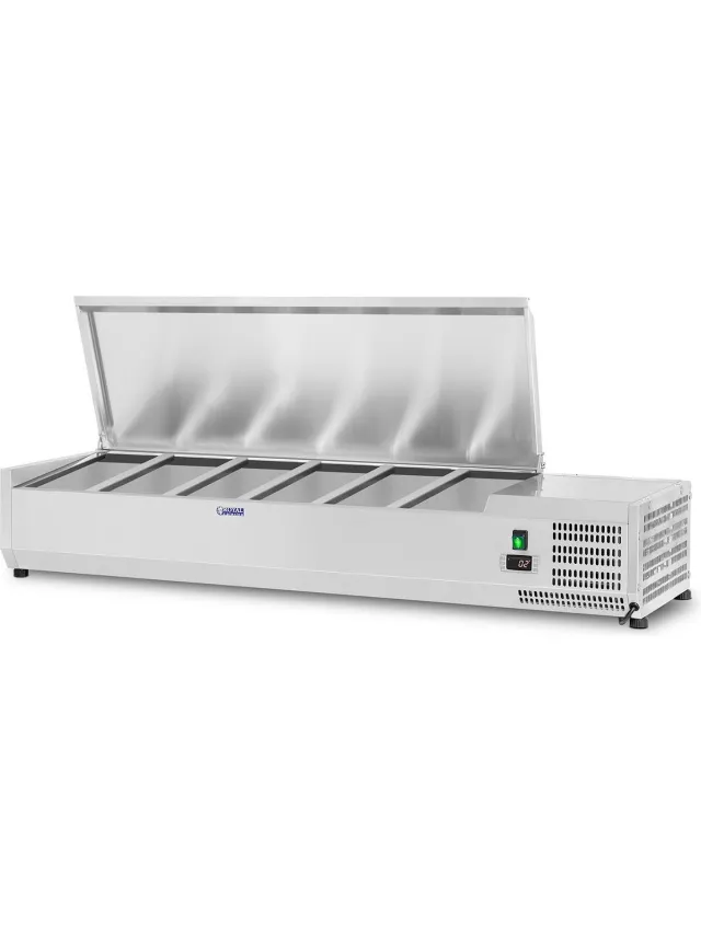 Royal Catering Opzetkoelvitrine - 140 x 39 cm - 5 GN 1/3 containers - Royal Catering Zilver