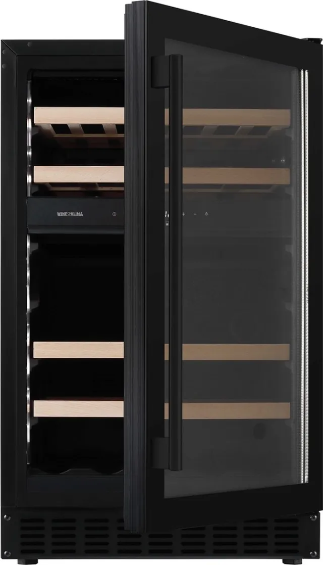 Wine Klima D39-OB72 - Wijnklimaatkast - Onderbouw - Greep - 50 cm breed - 2 zones - 39 flessen Zwart met greep