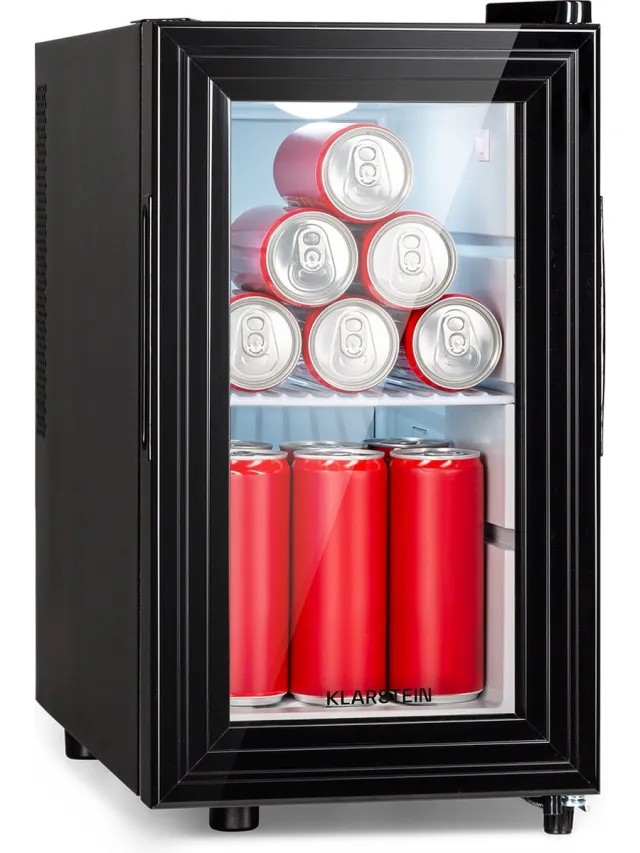 Klarstein Minibar Brooklyn 23 Slim koelkast led kunststof-inzet glazen deur - Minikoelkast - 23L 26 dB - voor Kantoor - Stil Compact Geruisloos - Zwart - voor Keuken - Fluisterstil - Wit - Mini Fridge - Hotelkoelkast - Kleine Koelkast