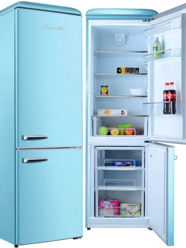 helvetia Retro Koel-vriescombinatie HRCBGR300PELB1 - Hemelsblauw - 300L - Led Verlichting- XL - 192 cm hoog