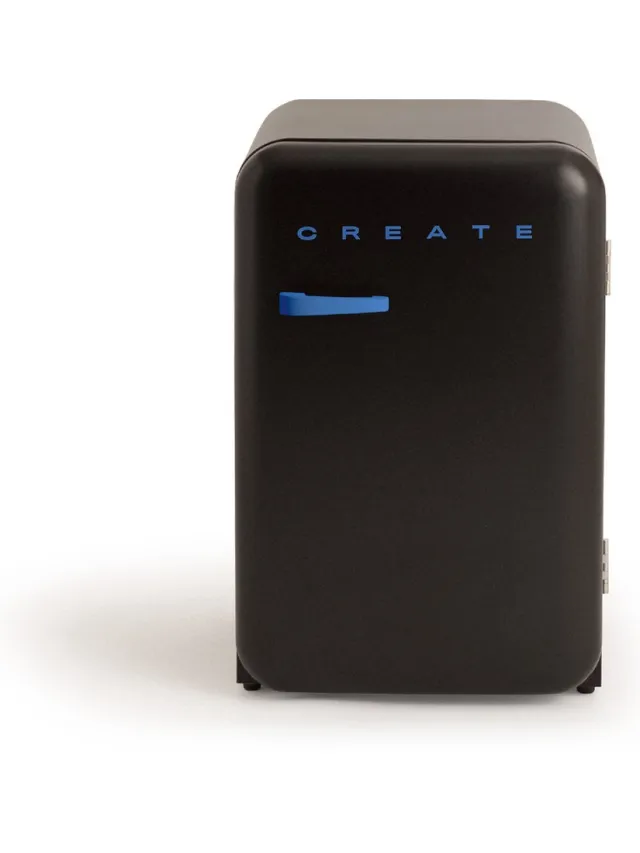 Create Koelkast in retrostijl - Zwart - Handvat Kobaltblauw - FRIDGE RETRO 107L