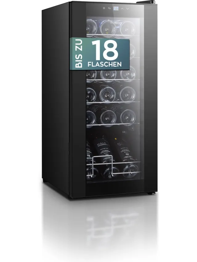 Heinrich's HFK 3216 wijnkoelkast - 50 liter - 18 flessen zwart