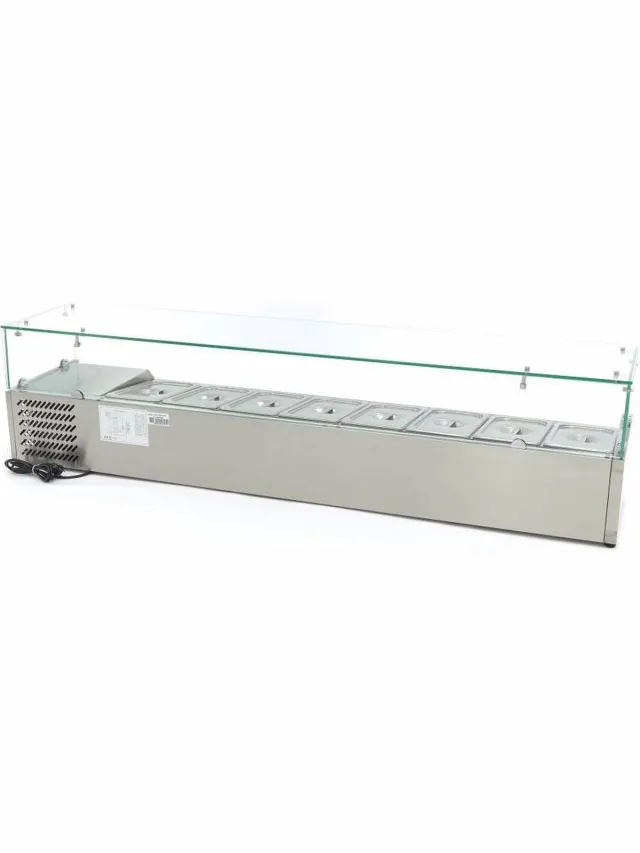 Maxima Opzetkoelvitrine - 180 cm - 8 x 1/3 GN Bakken Stainless Steel - 180 cm 8 x 1/3 GN