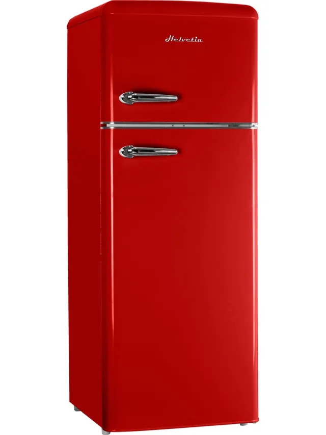 helvetia HRDPER206ER1 retro koel-vriescombinatie, 206 liter Rood
